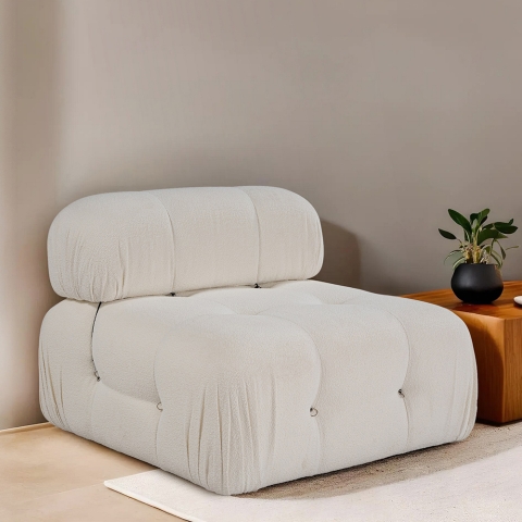Middendeel voor modulaire bankstel in witte bouclé Bubble 1B Aanbieding