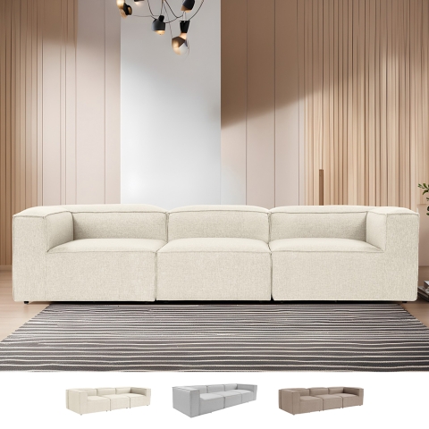 Modulaire bankstel 4-zits modern in linnen Fora 4 Aanbieding