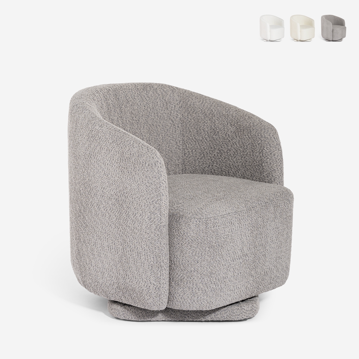 Moderne draaibare fauteuil van bouclé stof Orav Aanbieding Moderne draaibare fauteuil van bouclé stof Orav Aanbieding