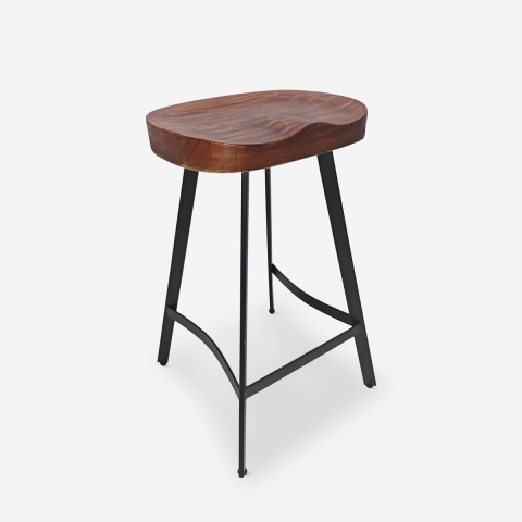 Industriële houten en metalen vintage kruk Lumax Aanbieding