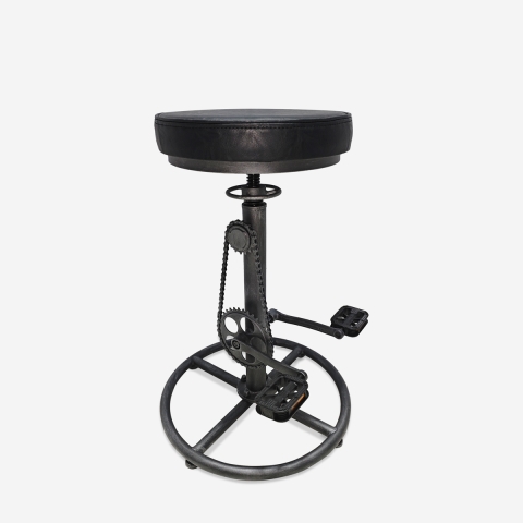 Industriële barkruk van kunstleer met pedalen Glint Aanbieding