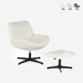 Ergonomische draaibare fauteuil van bouclé met voetenbank Janes Aanbieding