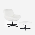 Ergonomische draaibare fauteuil van bouclé met voetenbank Janes Kosten