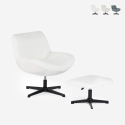 Ergonomische draaibare fauteuil van bouclé met voetenbank Janes Afmetingen