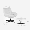 Ergonomische draaibare fauteuil van bouclé met voetenbank Janes 