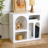 Witte design boekenkast met gebogen vakken 80x37x74cm Lessa Verkoop