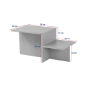 Asymmetrische salontafel modern design met 2 planken Harmony 