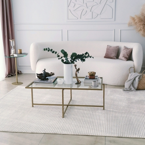 Rechthoekige salontafel van glas en metaal 94x64x35cm Sun Aanbieding