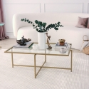 Rechthoekige salontafel van glas en metaal 94x64x35cm Sun Korting