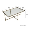 Rechthoekige salontafel van glas en metaal 94x64x35cm Sun Afmetingen