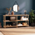 Consoletafel en boekenkast voor woonkamer en hal 150x35x75cm in natuurlijk hout Raca Aanbieding