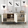 Witte en houten dressoir voor woonkamer 180x35cm met deuren Napoli Kortingen
