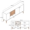 Witte en houten dressoir voor woonkamer 180x35cm met deuren Napoli Voorraad