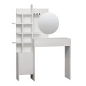 Witte make-up tafel met ronde spiegel en planken Mup Aanbod