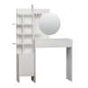 Witte make-up tafel met ronde spiegel en planken Mup Aanbod