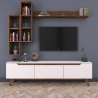 Wandmeubel TV met planken en open vakken wit en naturel Sirio Aanbod
