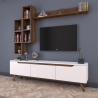 Wandmeubel TV met planken en open vakken wit en naturel Sirio Korting