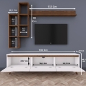 Wandmeubel TV met planken en open vakken wit en naturel Sirio Karakteristieken