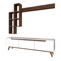 Wandmeubel TV met planken en open vakken wit en naturel Sirio Model