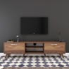 Mobiele TV-kast met 2 klepdeuren en 2 houten planken in walnootkleur Aanbieding