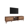 Mobiele TV-kast met 2 klepdeuren en 2 houten planken in walnootkleur Verkoop