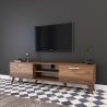 Mobiele TV-kast met 2 klepdeuren en 2 houten planken in walnootkleur Aanbod