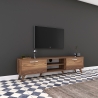 Mobiele TV-kast met 2 klepdeuren en 2 houten planken in walnootkleur Korting