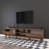 Mobiele TV-kast met 2 klepdeuren en 2 houten planken in walnootkleur Kortingen