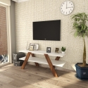Design TV-meubel 120cm wit en hout met 2 planken Basic Verkoop