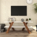 Design TV-meubel 120cm wit en hout met 2 planken Basic Aanbod