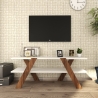 Design TV-meubel 120cm wit en hout met 2 planken Basic Aanbod