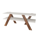 Design TV-meubel 120cm wit en hout met 2 planken Basic Korting