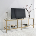 Moderne mobiele tv-meubel van metaal en glas 130cm Goldy Aanbieding