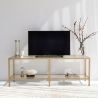 Moderne mobiele tv-meubel van metaal en glas 130cm Goldy Verkoop