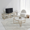 Moderne mobiele tv-meubel van metaal en glas 130cm Goldy Aanbod