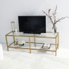 Moderne mobiele tv-meubel van metaal en glas 130cm Goldy Korting