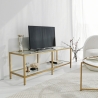 Moderne mobiele tv-meubel van metaal en glas 130cm Goldy Kortingen