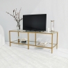 Moderne mobiele tv-meubel van metaal en glas 130cm Goldy Catalogus