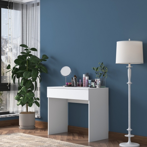 Mobiele witte make-uptafel met lade en 8 vakken Uppy Aanbieding
