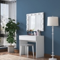 Mobiele make-upstation met lade, LED-spiegel en krukje Tabs Aanbieding