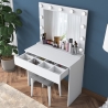 Mobiele make-upstation met lade, LED-spiegel en krukje Tabs Aanbod