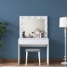 Mobiele make-upstation met lade, LED-spiegel en krukje Tabs Korting