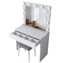 Mobiele make-upstation met lade, LED-spiegel en krukje Tabs Catalogus