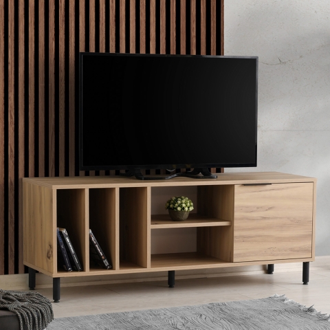 Moderne tv-meubel 140cm hout met deur en 5 vakken Bodegas Aanbieding