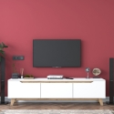 Moderne TV-kast 180cm wit en hout met 3 deuren Amelia Verkoop