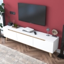 Moderne TV-kast 180cm wit en hout met 3 deuren Amelia Aanbod
