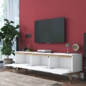 Moderne TV-kast 180cm wit en hout met 3 deuren Amelia Korting