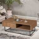 Moderne salontafel met open vak en lade in hout Dale Aanbieding