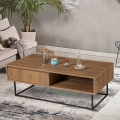 Moderne salontafel met open vak en lade in hout Dale Aanbieding