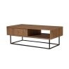 Moderne salontafel met open vak en lade in hout Dale Korting